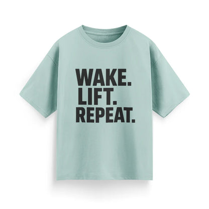 Wake, Lift, Repeat Unisex Oversized T-Shirt