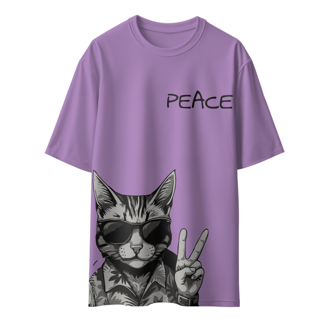 Peace Cat Unisex Oversized T-Shirt