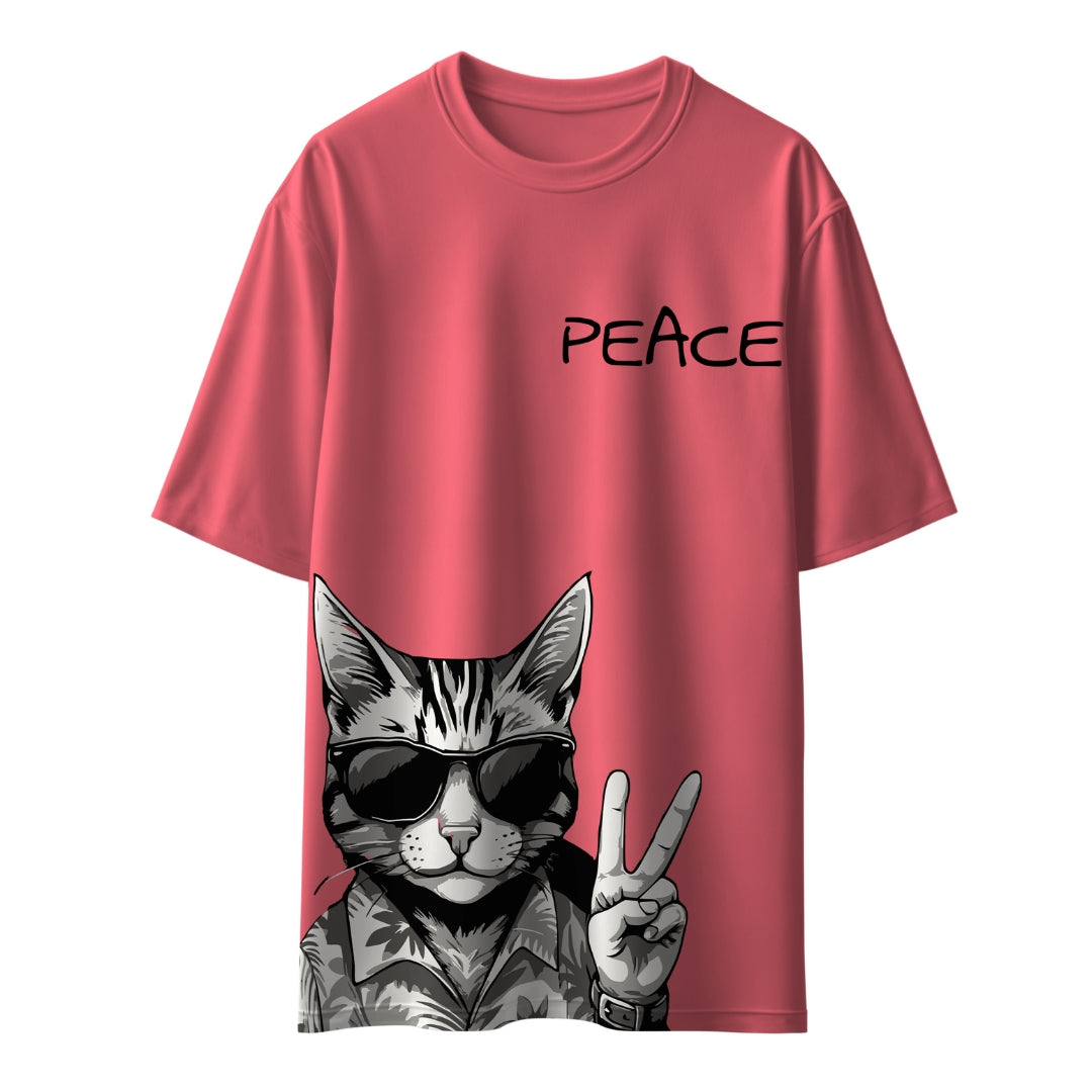 Peace Cat Unisex Oversized T-Shirt