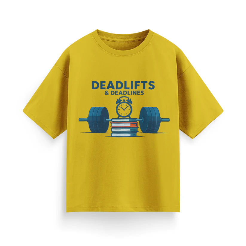 Deadlifts and Deadlines Unisex Oversized T-Shirt